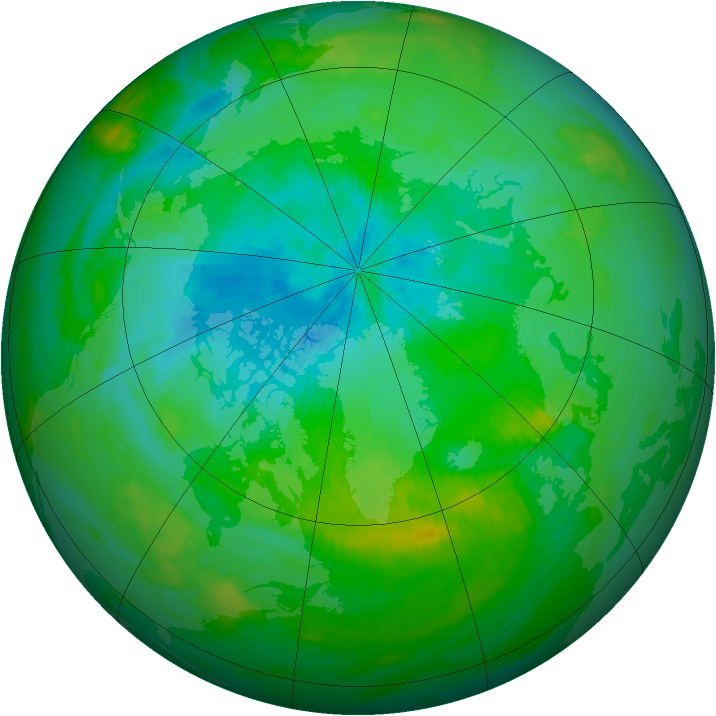 Arctic ozone map for 20 August 1989